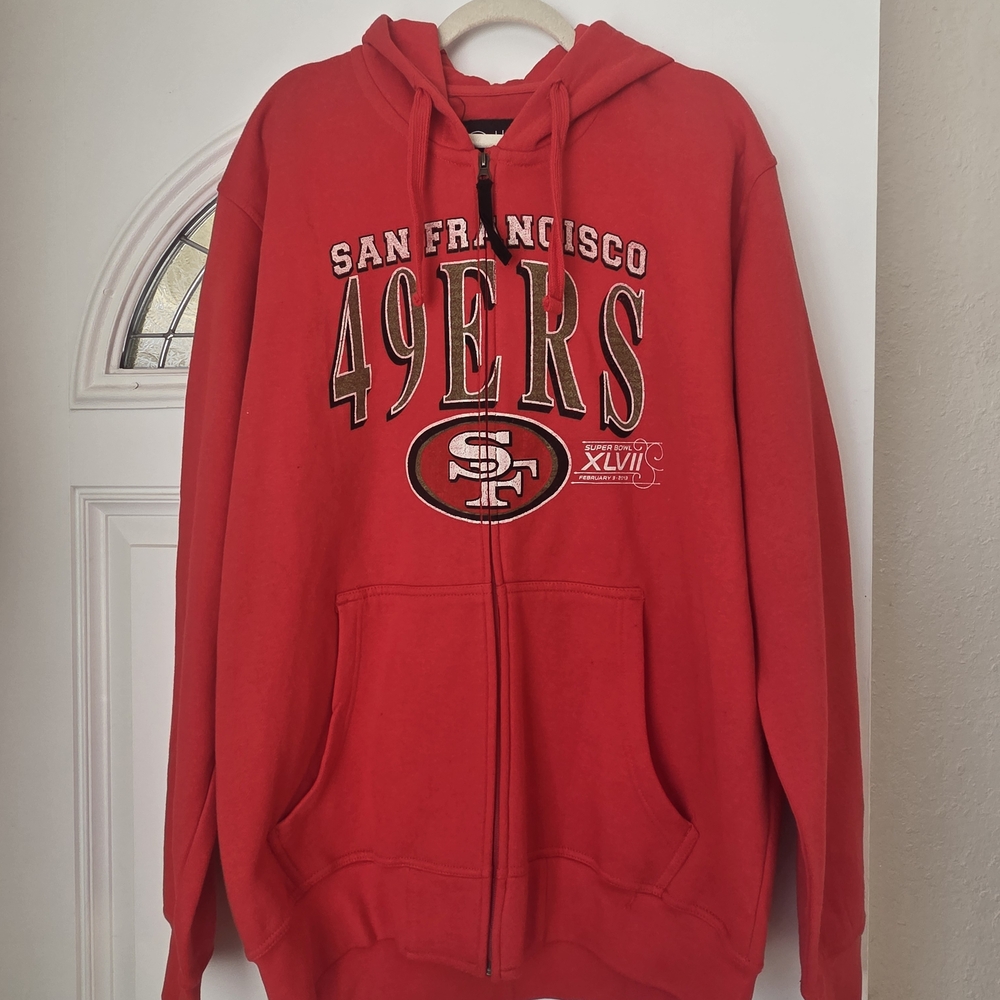 San Francisco 49ers Red Men's Zip-Up Sweater